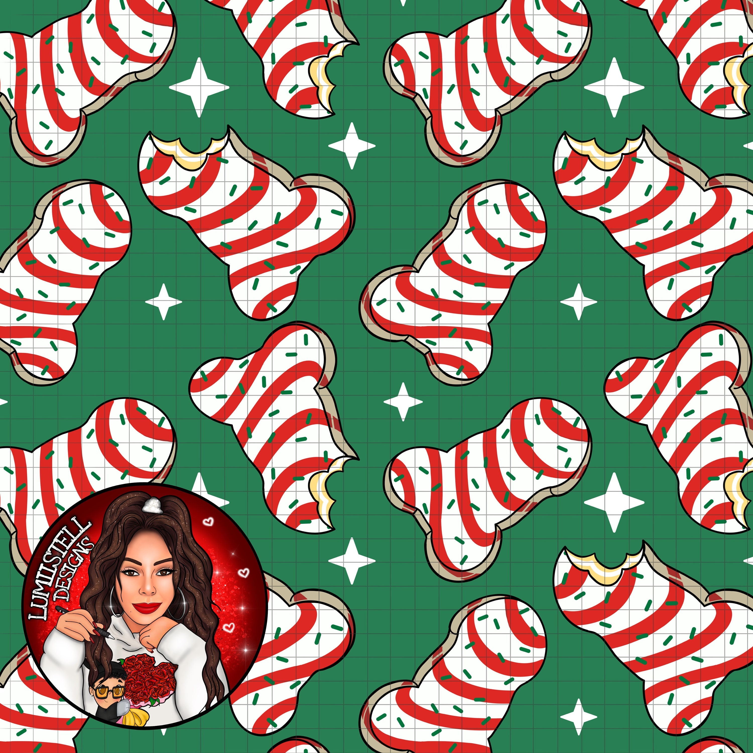 Adult Little D's Christbaum Torten, Nahtlos, PNG Datei, nur digitaler Download