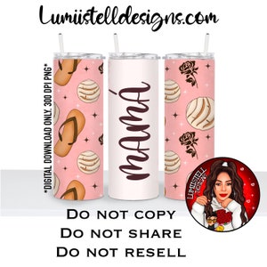 Mama, Chancla, Concha, sublimation Tumbler design PNG for 20 oz straight tumbler, Digital Download Only