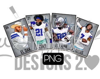 Original Design, 4 PNG Bundle, Dak, Zeke, Lamb, Diggs, PNG File, Loteria Card, Digital Download Only