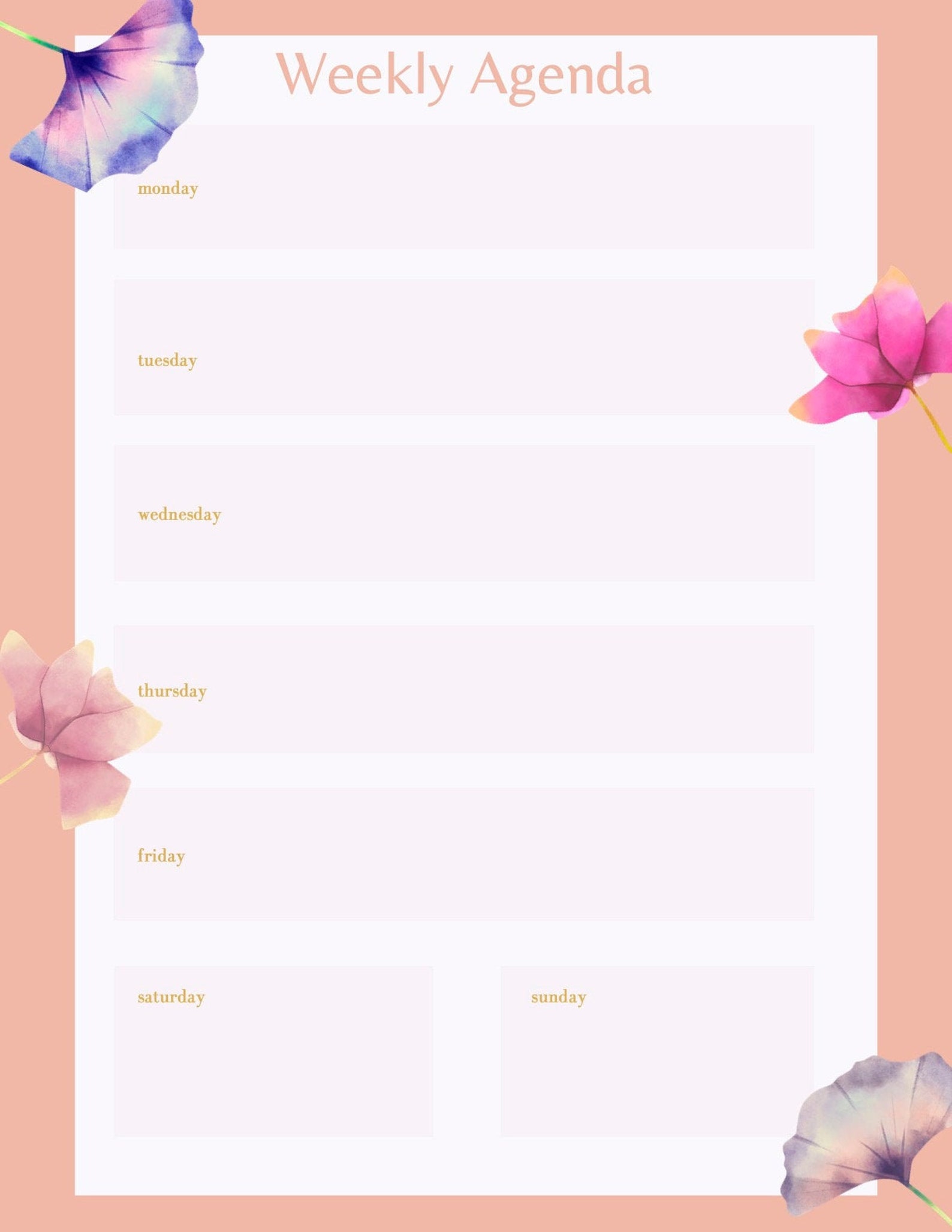 ClayPaperPlans Colorful Stylish Weekly Agenda/Day Planner Etsy