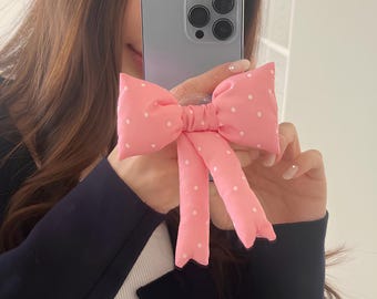 Myrtle Magsafe Phone Holder, Polka Dot Puffy Ribbon Charm Grip, Best-Selling Fun and Adorable Design, Big Chubby Size for Your Phone