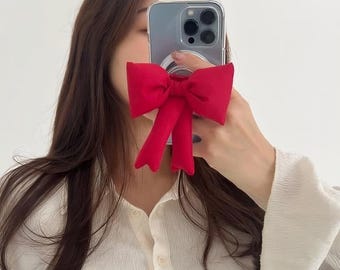 Linda Colorful Bow MagSafe Phone Grip: Puffy Ribbon Charm for iPhone