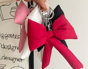 Bea Keychain | Trendy Padded Ribbon Charm on Keyring | Kitschy Accessories Y2K Vibes