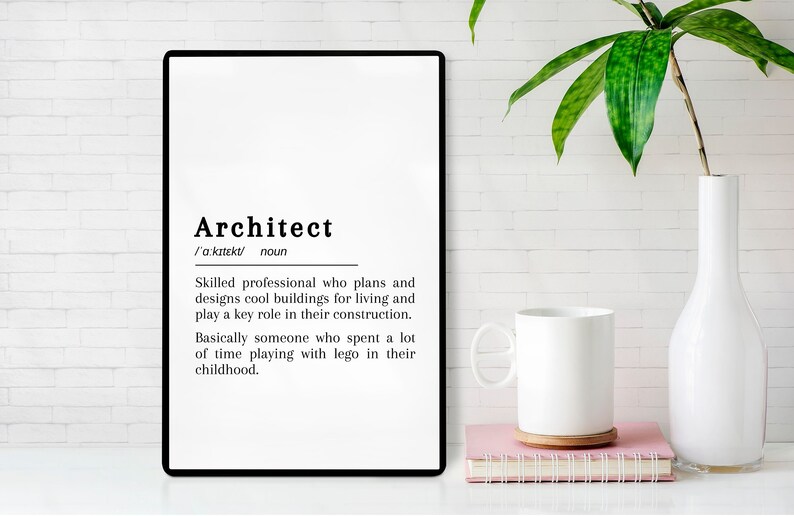 Architect Definition Print Printable Wall Art Instant Etsy
