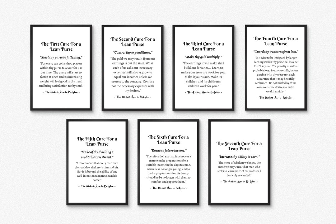 The Seven Rules of a Lean Purse Set of 7 Prints the Richest Etsy