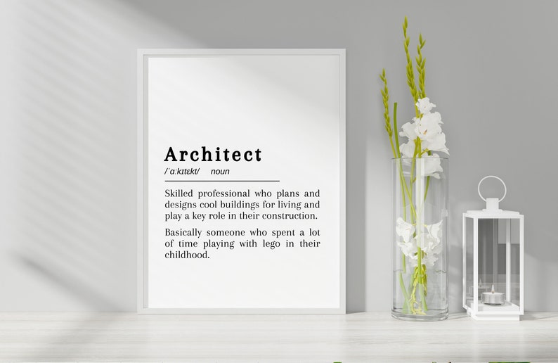 Architect Definition Print Printable Wall Art Instant Etsy