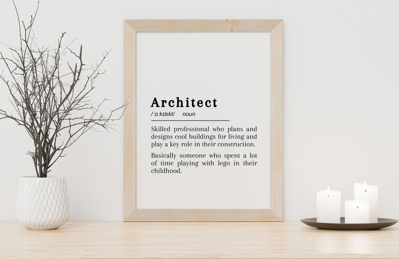 Architect Definition Print Printable Wall Art Instant Etsy