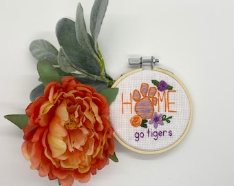 Clemson Tigers Themed Cross Stitch Ornament/Small Decor