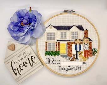 Custom Cross Stitch Home & Family Portrait