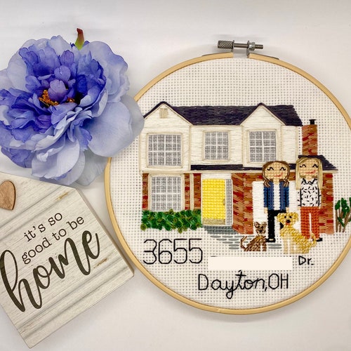 Custom Cross Stitch Family Portrait Etsy