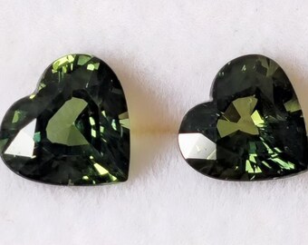 Rare  Matched Pair Green Sapphire 2.98 Cts Ceylon