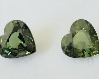 Pair Green Sapphire | Heart Shape | Ceylon | 1.77 Cts