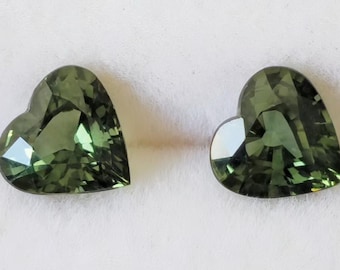 Pair Green Sapphire | Heart Shape | Ceylon | 2.12 Cts