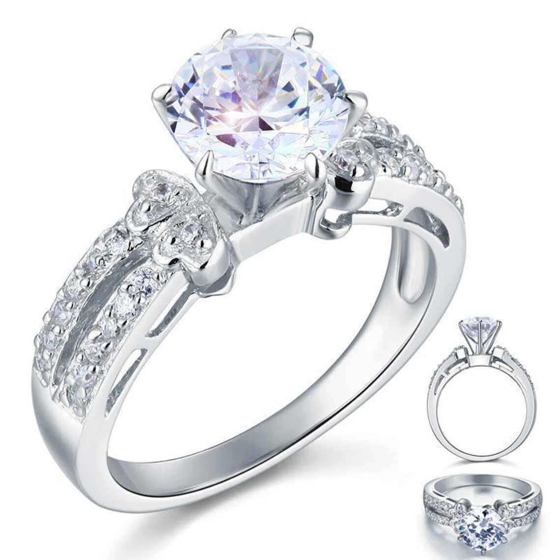 2 Karat Diamant Massiv 925 Sterling Silber Verlobungsring Etsy