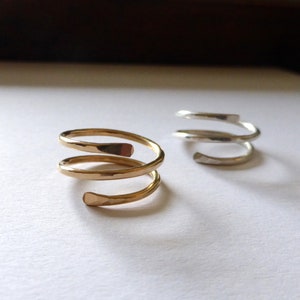 Sterling Silver Wrap Ring, Adjustable Double Triple Quadruple, Mens Womens Unisex Ring, Hammered and Handmade Ring, Trendy gift for her
