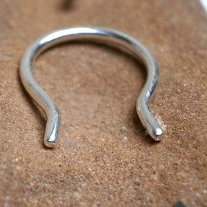 Septum Retainer Sterling Silver 925, Nose Retainer Piercing Earring, Septum Hoop, Bell Shape Nose Retainer, 18 gauge, 16 guage, 14 gauge