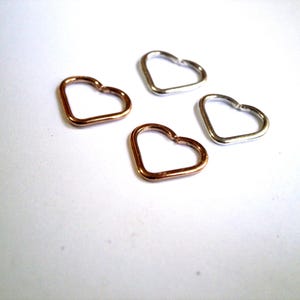 Boucle d'oreille cartilage coeur en or 14 carats, piercing Daith, hélice, tragus, tour, sourcil, conque, ajusté, argent sterling 925, cercle d'oreille, haut de l'oreille