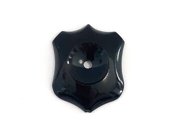 Onyx Shield Cabochon With Concave Drilled Centre Loose Black Polished Natural Gemstone For Jewellery Making