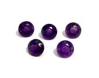 Améthyste ronde violet foncé naturel à facettes polies pierres précieuses en vrac 7 mm Pierre de naissance de février pour la fabrication de bijoux