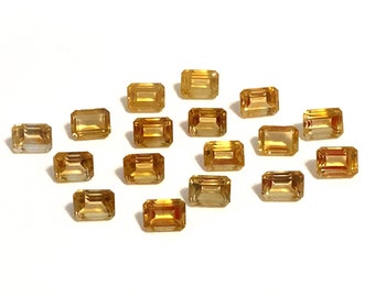 Natural Citrine Octagon Step Cut Yellow Faceted Polished Loose Gemstones 8x6mm November Birthstone For Jewellery Making