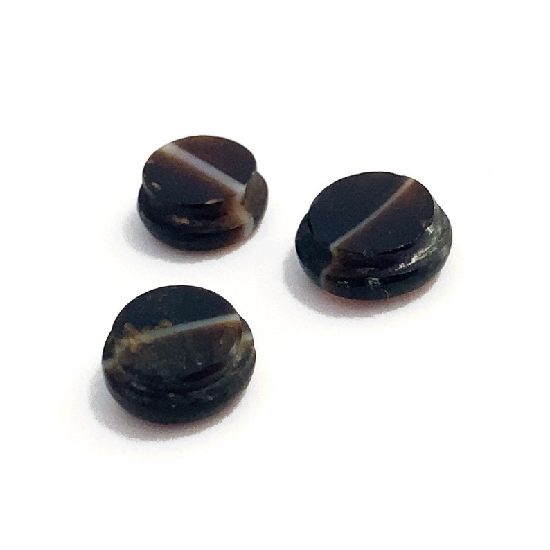 Natural Banded Onyx Round Buttons Cushion Shaped Black White Polished Loose Gemstones For Jewellery Making Mixed Sizes Lot Of 4 Stones image 6