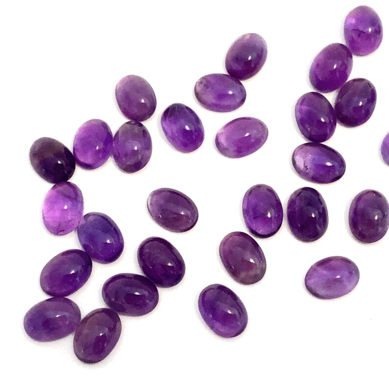 Amethyst Oval Cabochon Polished Purple Natural Loose Gemstone 7x5mm February Birthstone For Jewellery Making image 2