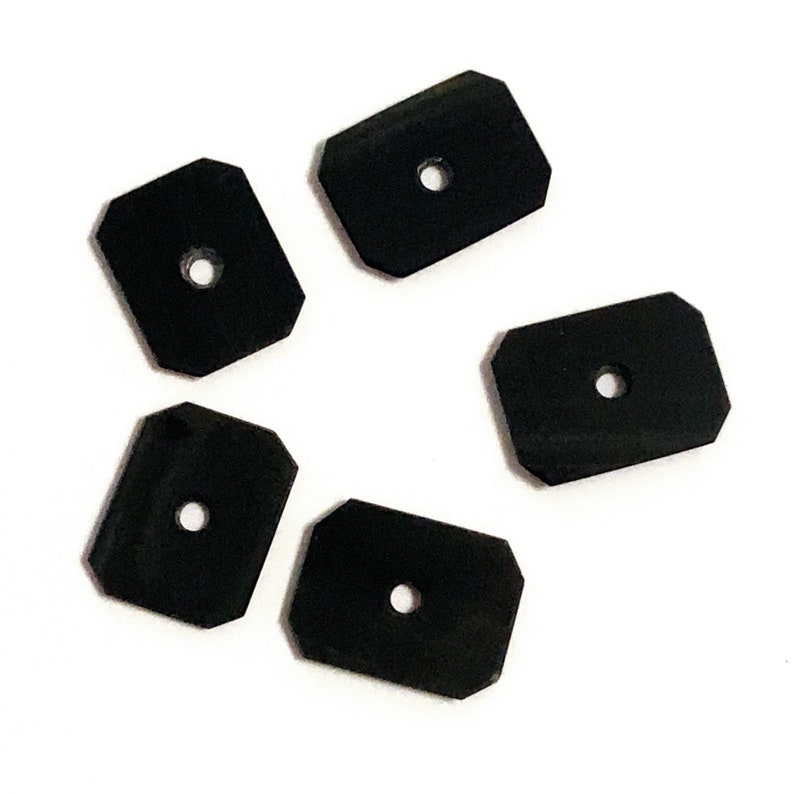 Onyx naturel octogone concave au centre percé à une face, pierres précieuses noires polies en vrac 15x11mm pour la fabrication de bijoux image 8