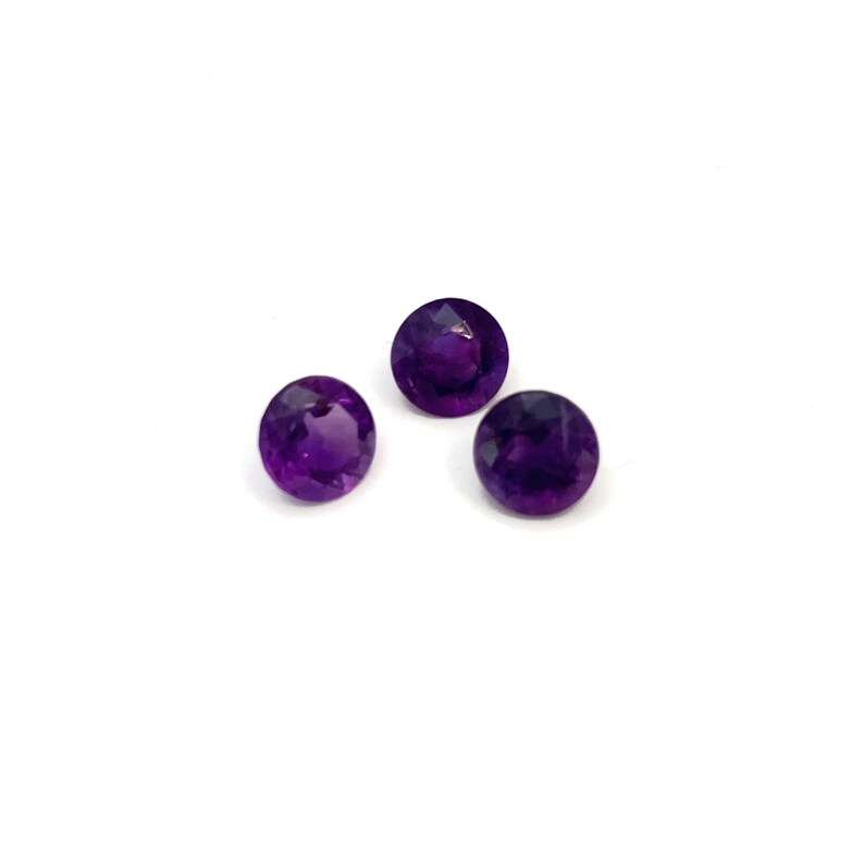 Amethyst Round Faceted Deep Purple Natural Loose Gemstones Lot of 5 5.08ct 6.6mm February Birthstone For Jewellery Making image 10