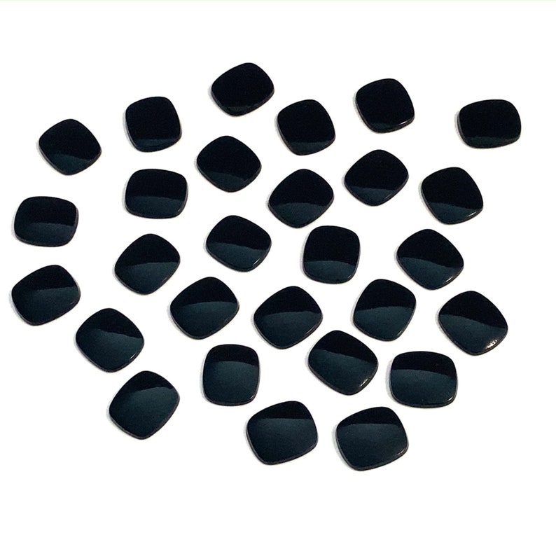 Onyx Buff Top Cushion Shaped Loose Polished Natural Gemstones 16x14mm Black For Jewellery Making image 2