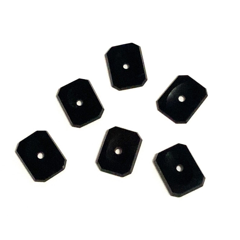 Onyx naturel octogone concave au centre percé à une face, pierres précieuses noires polies en vrac 15x11mm pour la fabrication de bijoux image 5