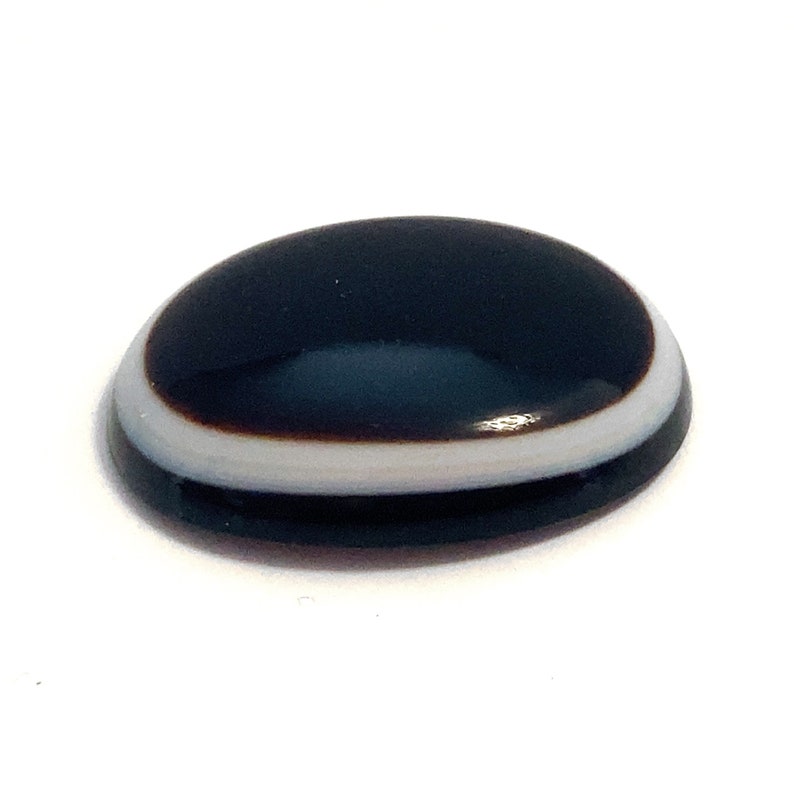 Banded Onyx Oval Cabochon Large Black White Polished Loose Gemstone 40x30mm For Jewellery Making image 7