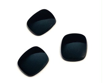 Onyx Buff Top Cushion Shaped Loose Polished Natural Gemstones 16x14mm Black For Jewellery Making