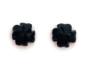 Carved Onyx Drilled Black Fancy Shaped Natural Loose Gemstones 8x8mm For Jewellery Making