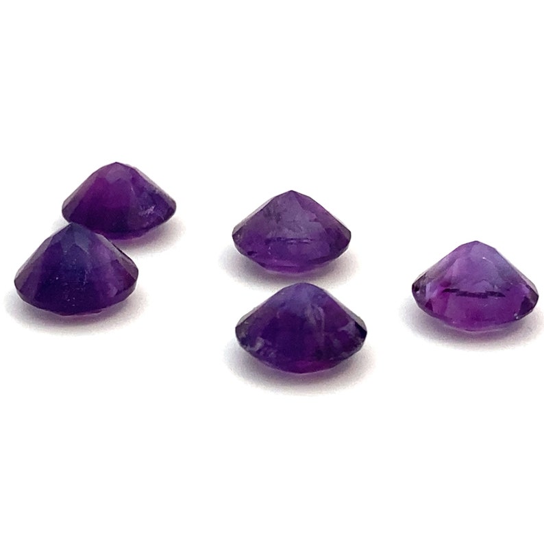 Amethyst Round Faceted Deep Purple Natural Loose Gemstones Lot of 5 5.08ct 6.6mm February Birthstone For Jewellery Making image 9