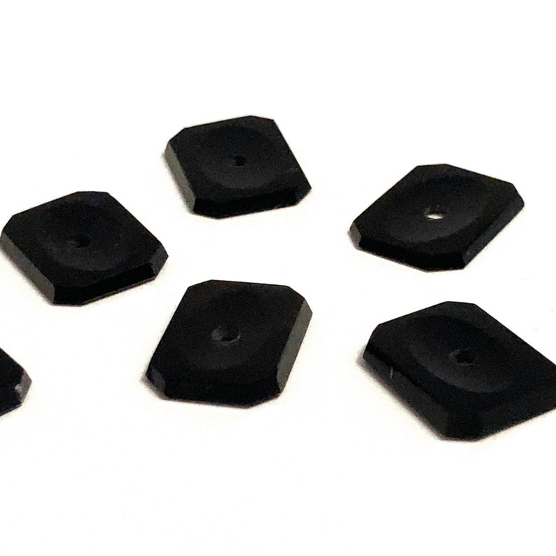 Onyx naturel octogone concave au centre percé à une face, pierres précieuses noires polies en vrac 15x11mm pour la fabrication de bijoux image 4