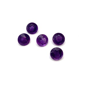 Amethyst Round Faceted Deep Purple Natural Loose Gemstones Lot of 5 5.08ct 6.6mm February Birthstone For Jewellery Making image 2