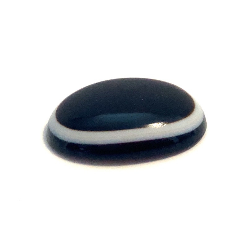 Banded Onyx Oval Cabochon Large Black White Polished Loose Gemstone 40x30mm For Jewellery Making image 5