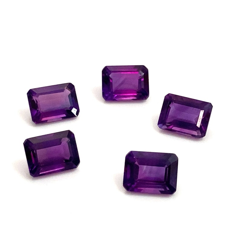 Amethyst Octagon Natural Faceted Fine Quality Polished Loose Purple Gemstones 8x6mm February Birthstone For Jewellery Making image 2