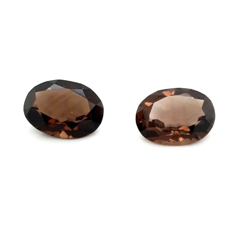 Pair Of Smoky Quartz Stones Oval Fine Quality Natural Faceted Loose Gemstones 20x15mm 41.48ct For Jewellery Making image 4