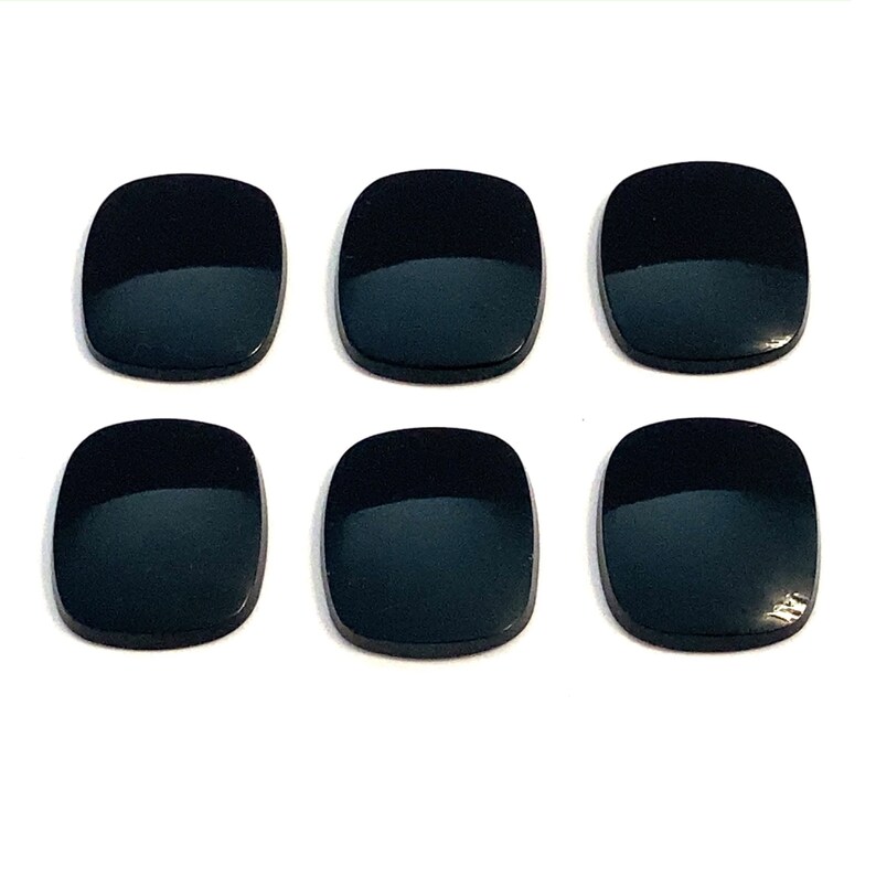 Onyx Buff Top Cushion Shaped Loose Polished Natural Gemstones 16x14mm Black For Jewellery Making image 4