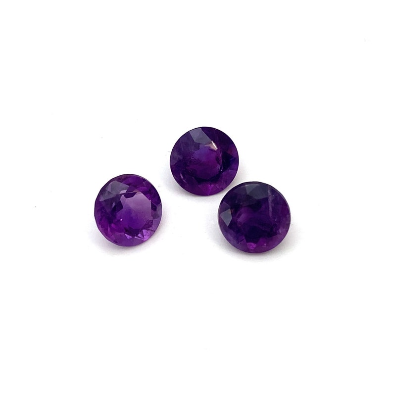 Amethyst Round Faceted Deep Purple Natural Loose Gemstones Lot of 5 5.08ct 6.6mm February Birthstone For Jewellery Making image 3