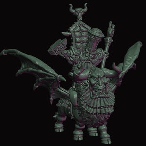 Evil Dwarf High Priest on Winged Bulltaur