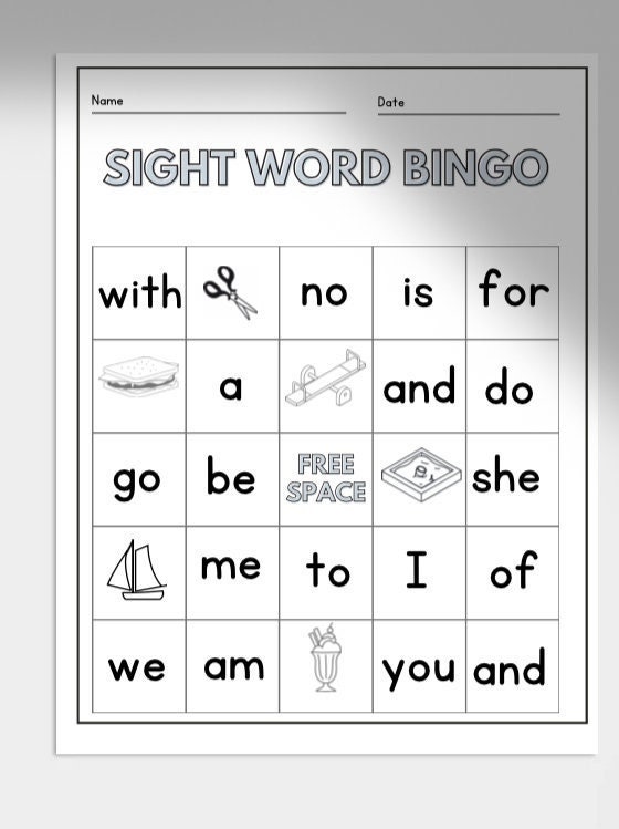 Sight Word BINGO Printable PDF Worksheet Contains Everything You Need to Play Bingo - Etsy