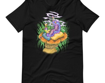 Smoking Caterpillar, Alice in Wonderland, Artist: Ray VanTilburg,  Short-Sleeve Unisex T-Shirt