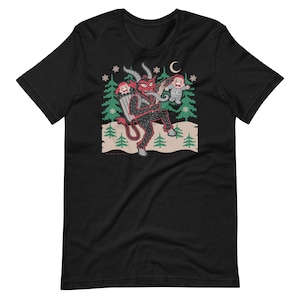 Krampus Old Style postcard look - Artista Bradley Clopton - Camiseta unissex de manga curta