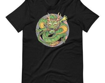 Oriental Style Green Circle Dragon, Unisex t-shirt