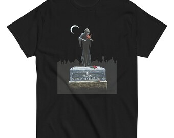 Requiem, Violin playing spirit above grave. Unisex classic tee