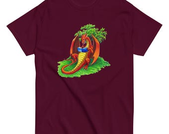 Dragon Reading a book under a tree.  Unisex classic tee