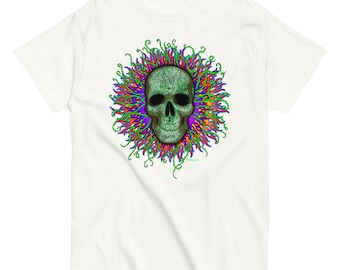 Tribal Skull, thorns and flames Unisex classic tee