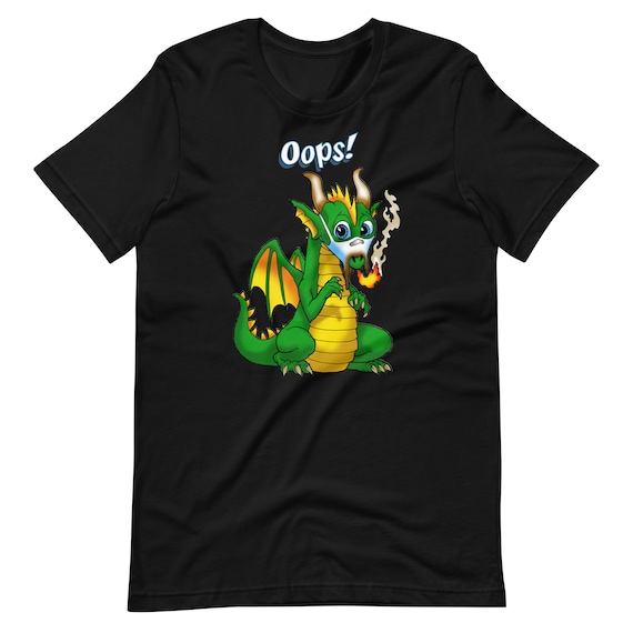炎の問題を抱えた緑のドラゴン、Oops Dragon。アーティスト：Ray